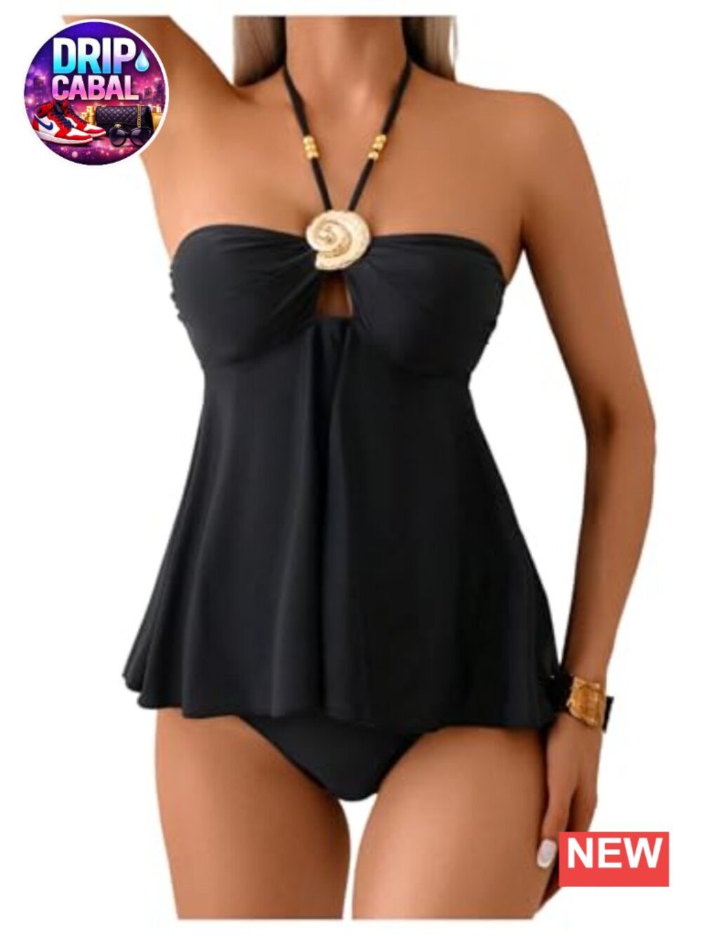 Halter Tankini Swimsuit 2 Piece High Waisted Beach Vacation Bathing Suit